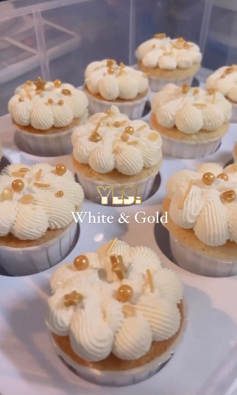 White & Gold Cupcakes (Box of 12)