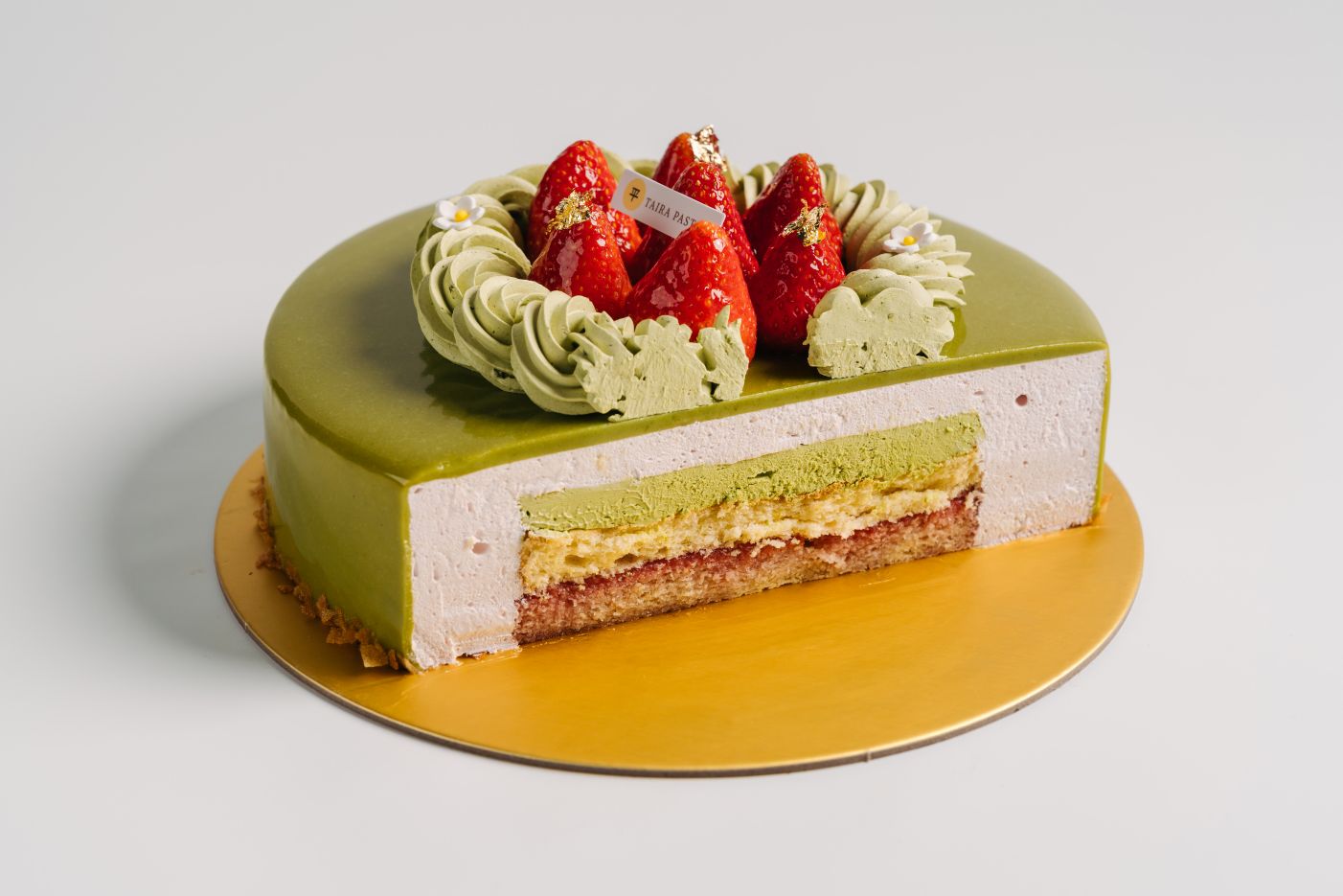 Strawberry Matcha Mousse Cake