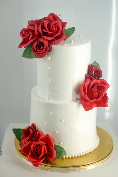 Elegant Red Rose Cake