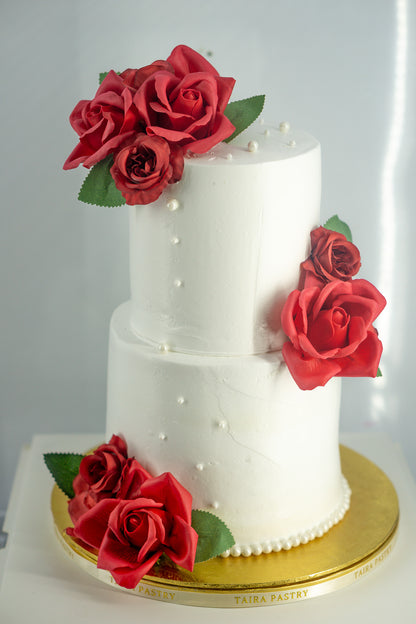 Elegant Red Rose Cake