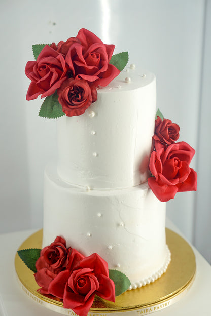 Elegant Red Rose Cake