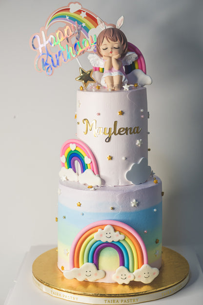 Double Rainbow Angel Cake