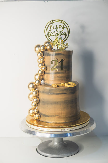 Golden Key & Crown Cake