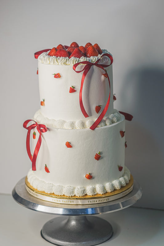 Minimalist Strawberry Theme Cake