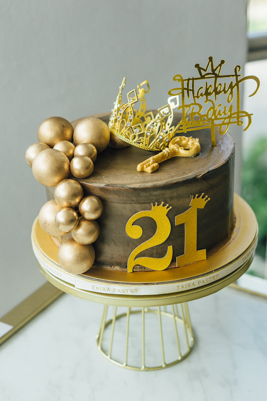 Golden Key & Crown Cake