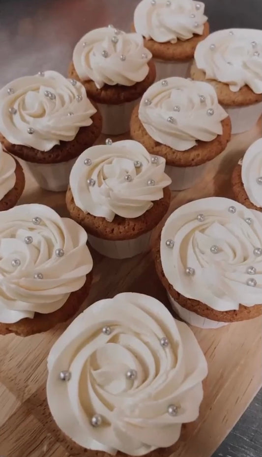 White Floral Cupcakes (Box of 12)