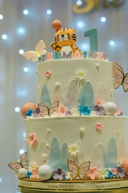 Pastel Floral Tiger Cake