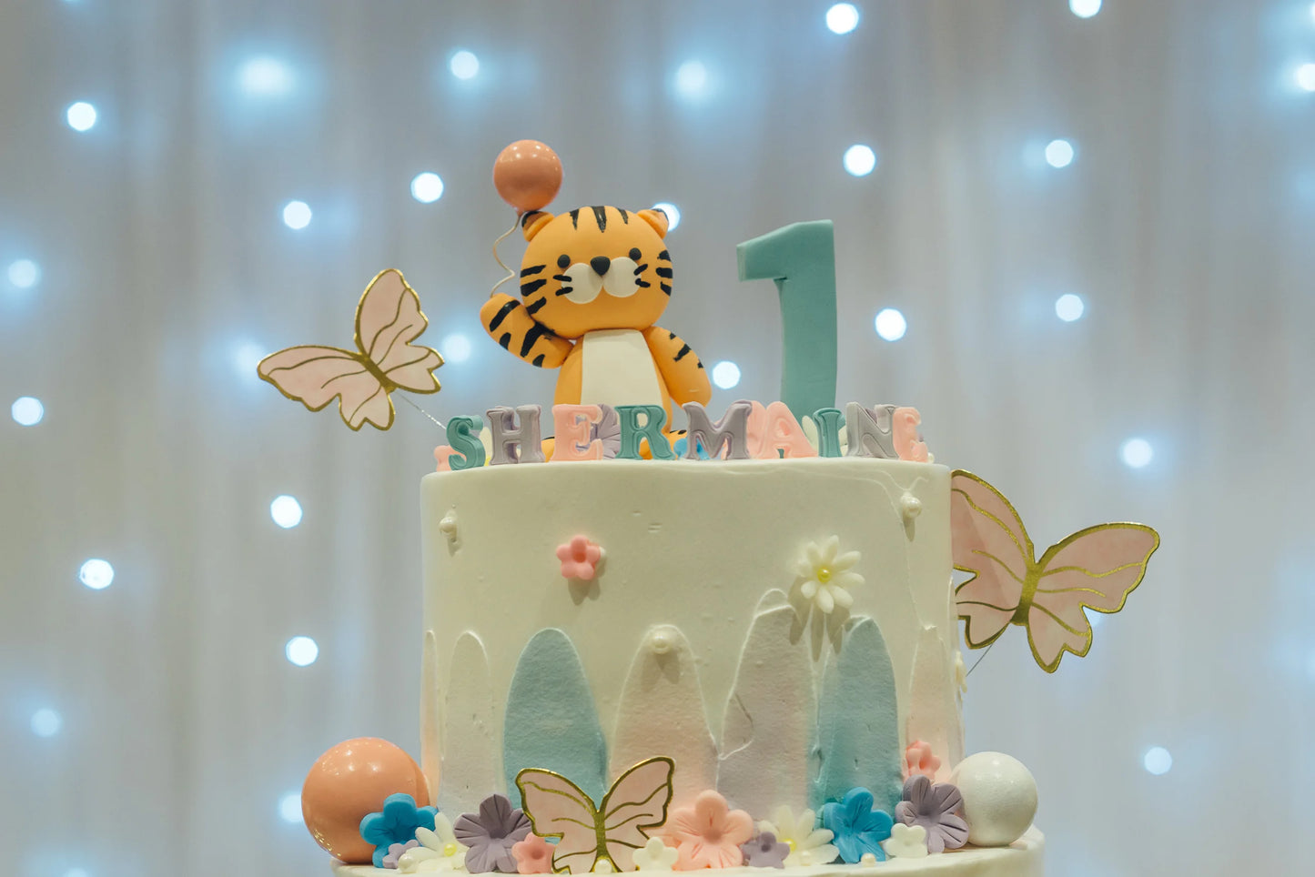 Pastel Floral Tiger Cake